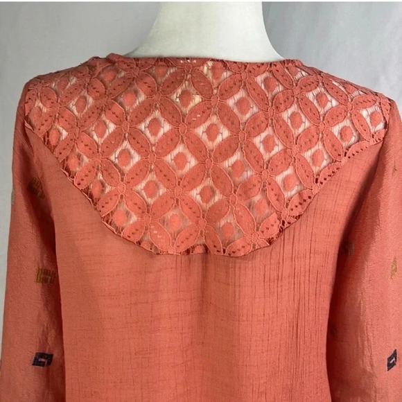 Fig and Flower Anthropologie Boho Embroidered Lace Blouse Top Size PL. H - Picture 3 of 11